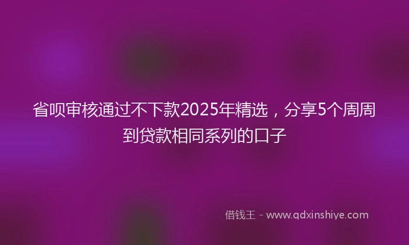 省呗审核通过不下款2025年精选，分享5个周周到贷款相同系列的口子