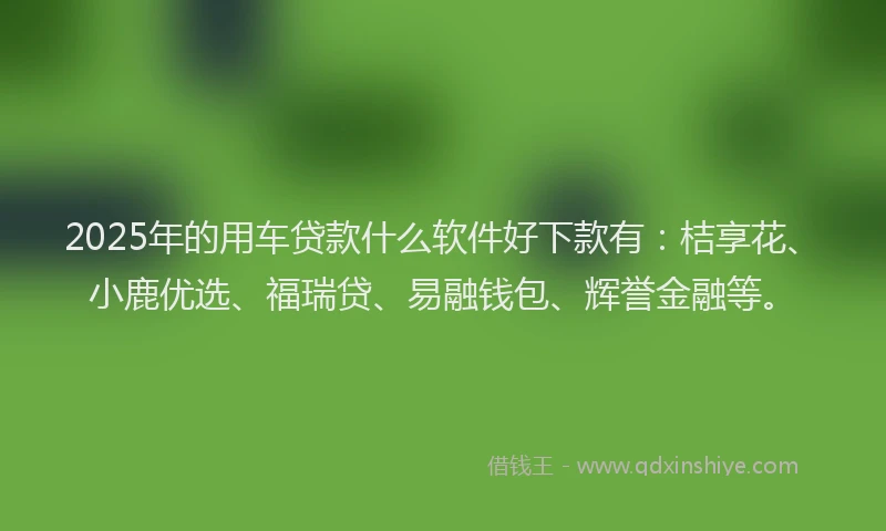 2025年的用车贷款什么软件好下款有：桔享花、小鹿优选、福瑞贷、易融钱包、辉誉金融等。