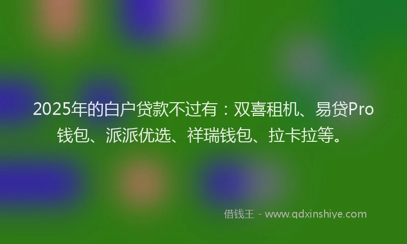 2025年的白户贷款不过有：双喜租机、易贷Pro钱包、派派优选、祥瑞钱包、拉卡拉等。