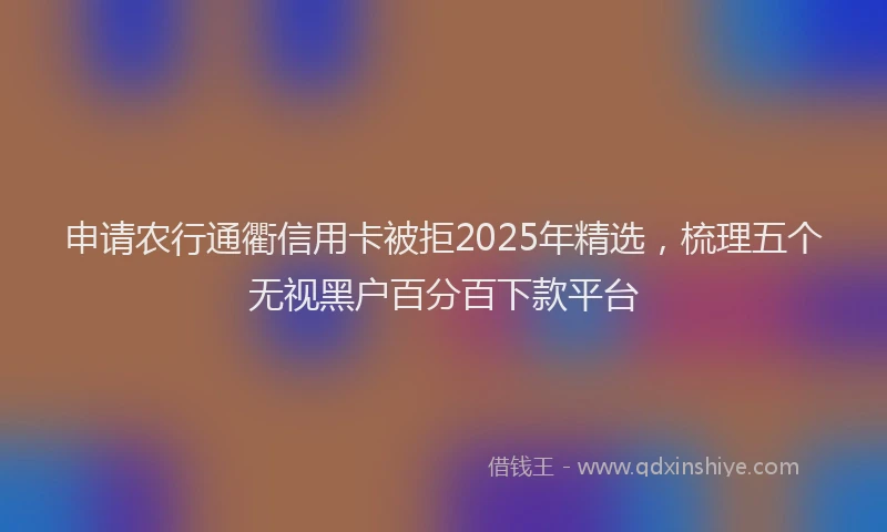 申请农行通衢信用卡被拒2025年精选，梳理五个无视黑户百分百下款平台