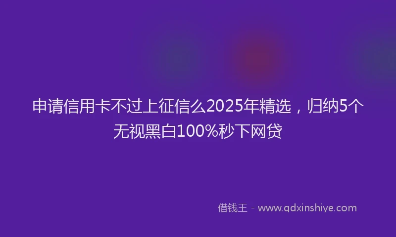 申请信用卡不过上征信么2025年精选，归纳5个无视黑白100%秒下网贷