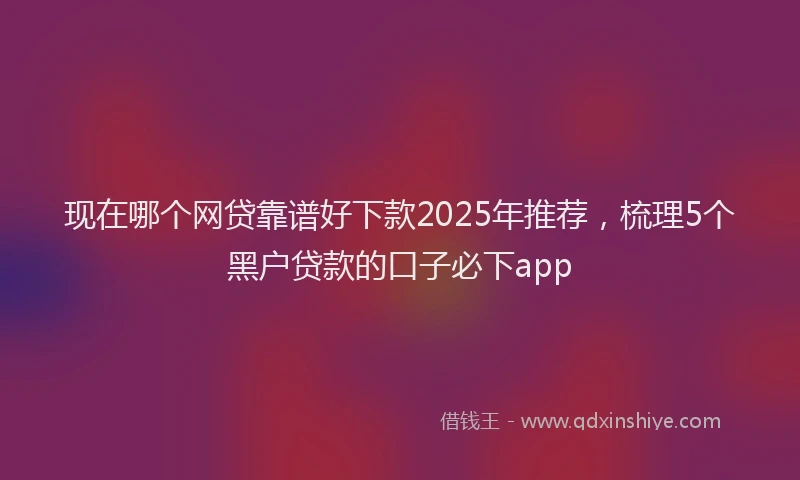 现在哪个网贷靠谱好下款2025年推荐，梳理5个黑户贷款的口子必下app