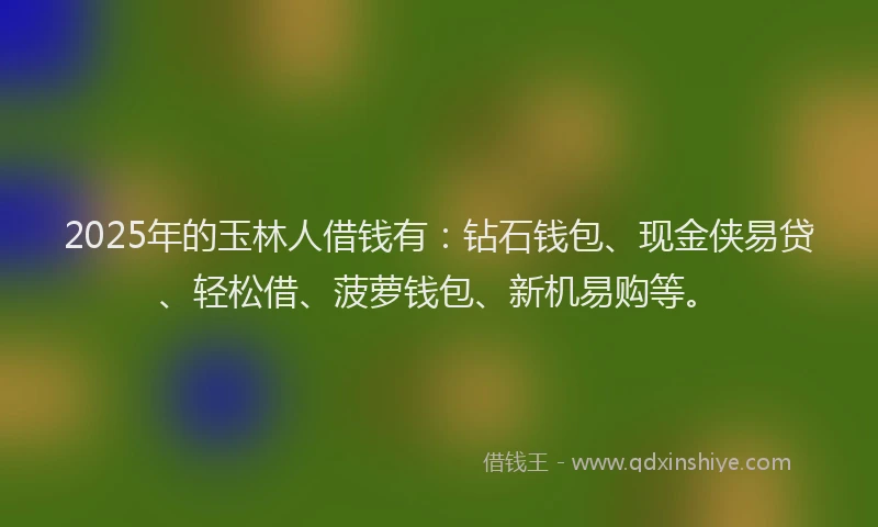 2025年的玉林人借钱有：钻石钱包、现金侠易贷、轻松借、菠萝钱包、新机易购等。