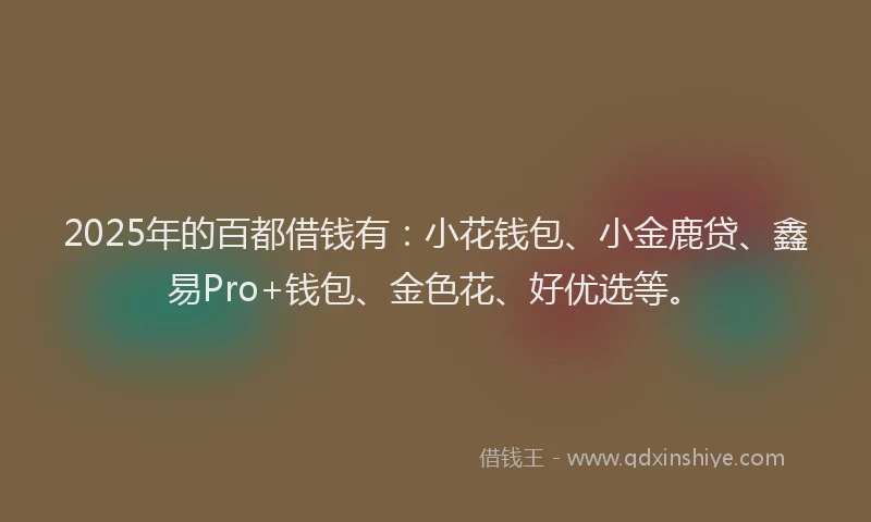 2025年的百都借钱有：小花钱包、小金鹿贷、鑫易Pro+钱包、金色花、好优选等。