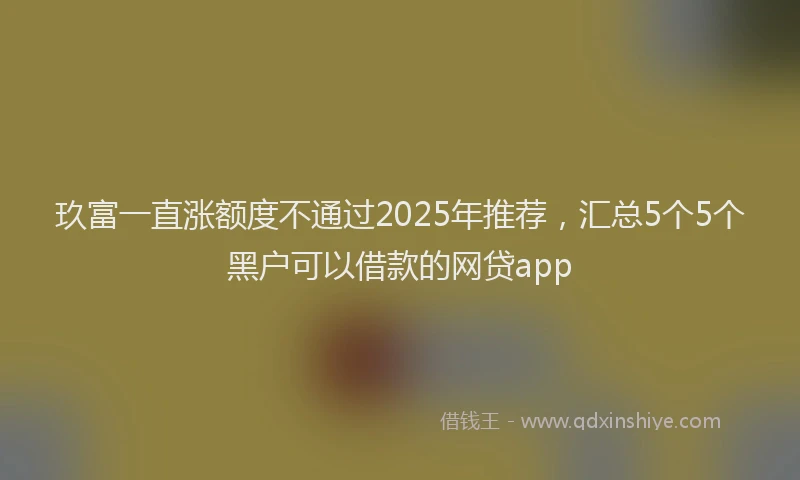 玖富一直涨额度不通过2025年推荐，汇总5个5个黑户可以借款的网贷app