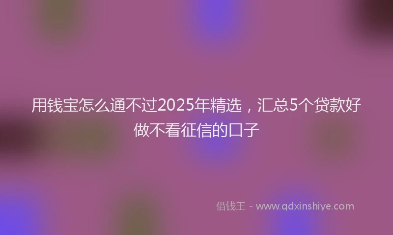 用钱宝怎么通不过2025年精选，汇总5个贷款好做不看征信的口子