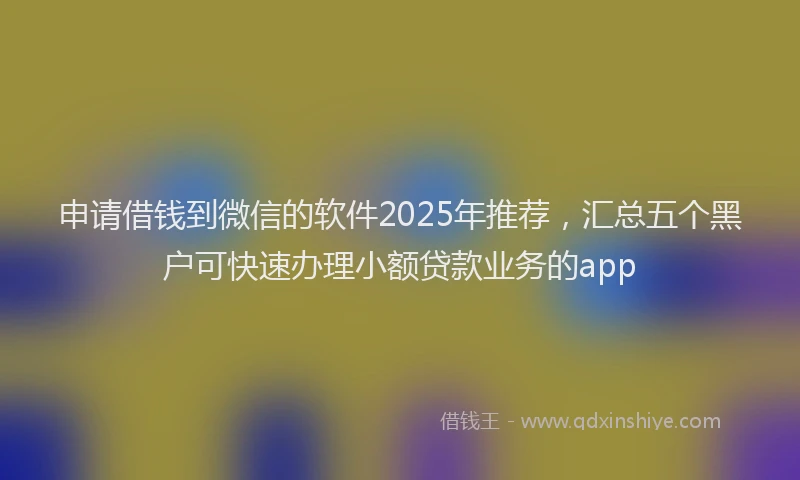 申请借钱到微信的软件2025年推荐，汇总五个黑户可快速办理小额贷款业务的app