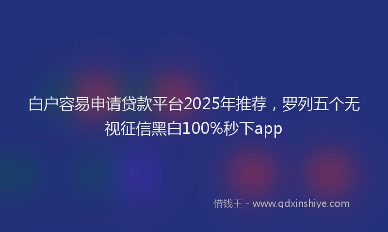 白户容易申请贷款平台2025年推荐，罗列五个无视征信黑白100%秒下app
