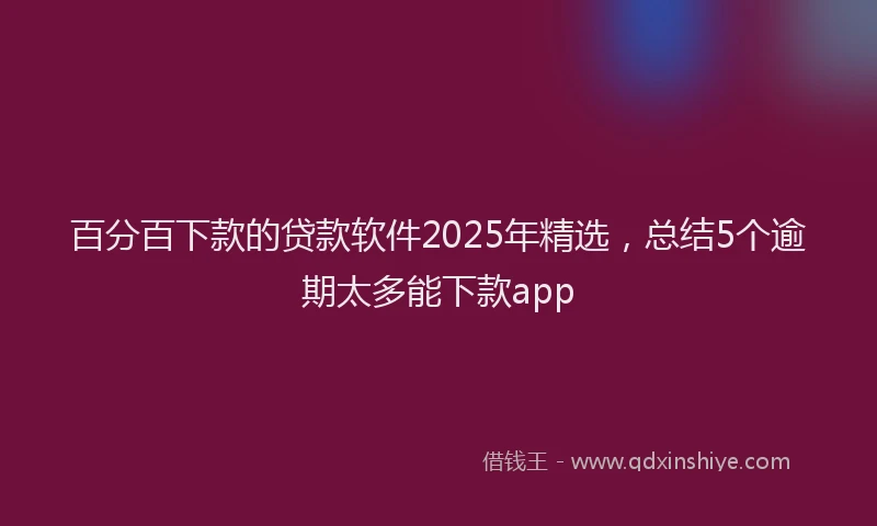 百分百下款的贷款软件2025年精选，总结5个逾期太多能下款app