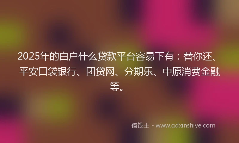 2025年的白户什么贷款平台容易下有：替你还、平安口袋银行、团贷网、分期乐、中原消费金融等。