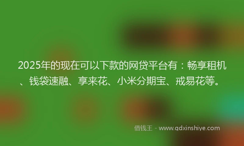 2025年的现在可以下款的网贷平台有：畅享租机、钱袋速融、享来花、小米分期宝、戒易花等。