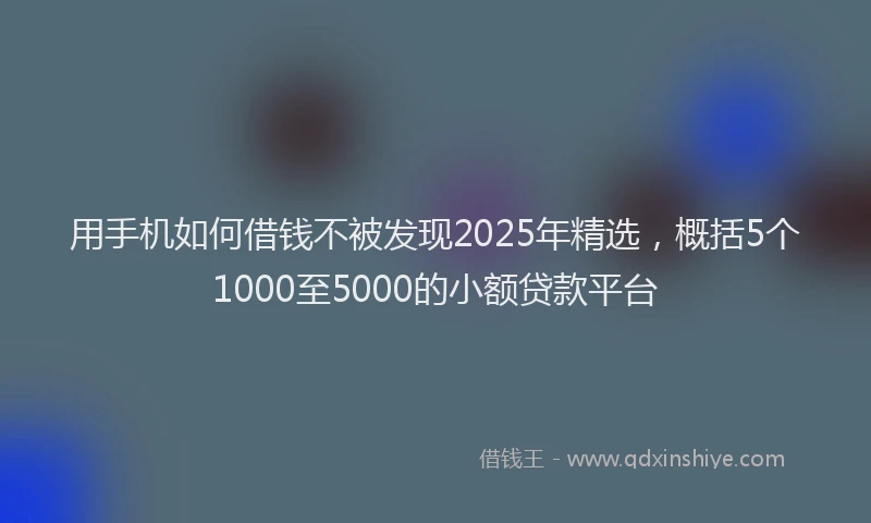 用手机如何借钱不被发现2025年精选，概括5个1000至5000的小额贷款平台