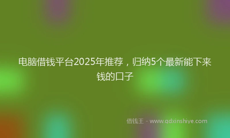 电脑借钱平台2025年推荐，归纳5个最新能下来钱的口子
