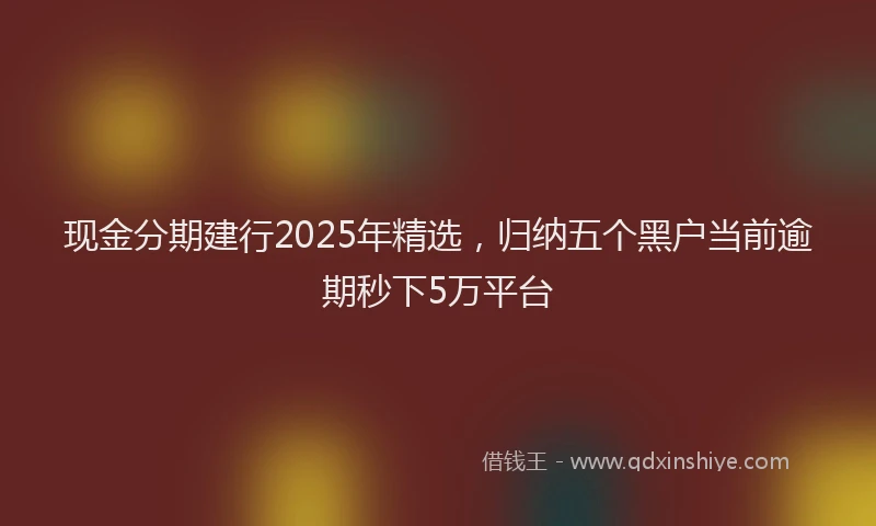 现金分期建行2025年精选，归纳五个黑户当前逾期秒下5万平台