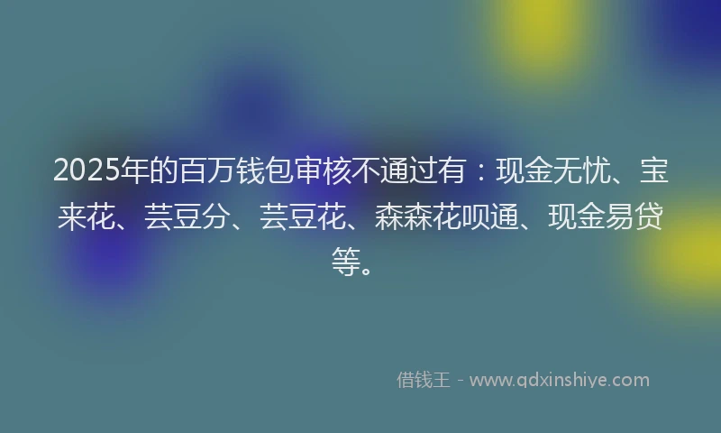 2025年的百万钱包审核不通过有：现金无忧、宝来花、芸豆分、芸豆花、森森花呗通、现金易贷等。
