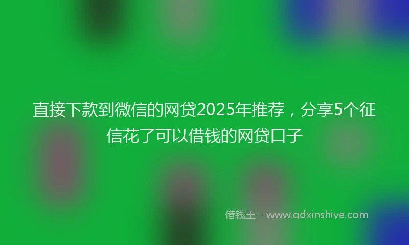 直接下款到微信的网贷2025年推荐，分享5个征信花了可以借钱的网贷口子