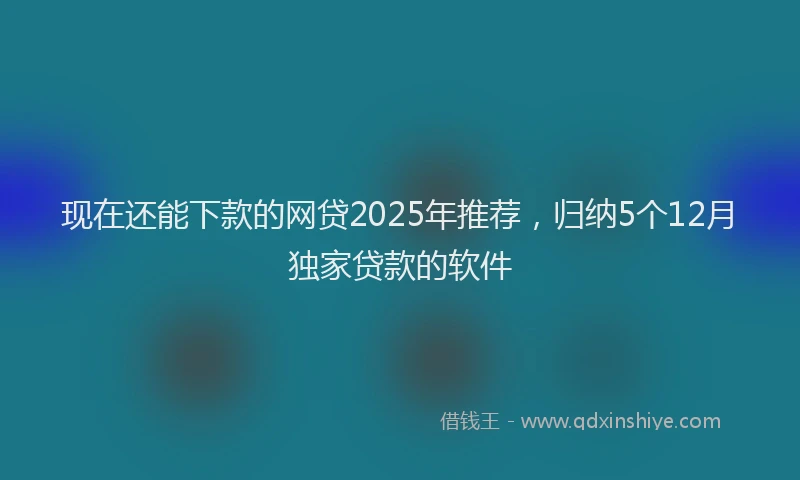 现在还能下款的网贷2025年推荐，归纳5个12月独家贷款的软件