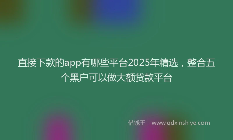直接下款的app有哪些平台2025年精选，整合五个黑户可以做大额贷款平台