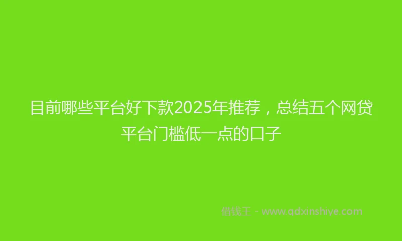 目前哪些平台好下款2025年推荐，总结五个网贷平台门槛低一点的口子
