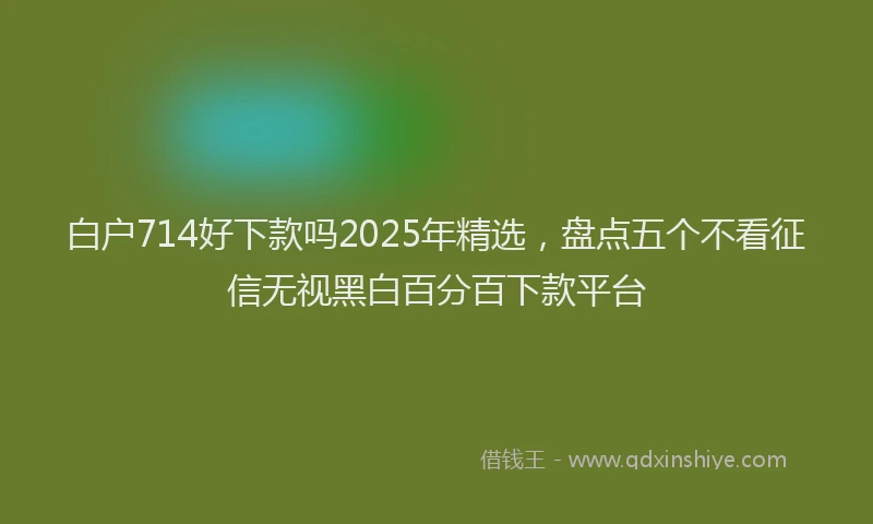 白户714好下款吗2025年精选，盘点五个不看征信无视黑白百分百下款平台