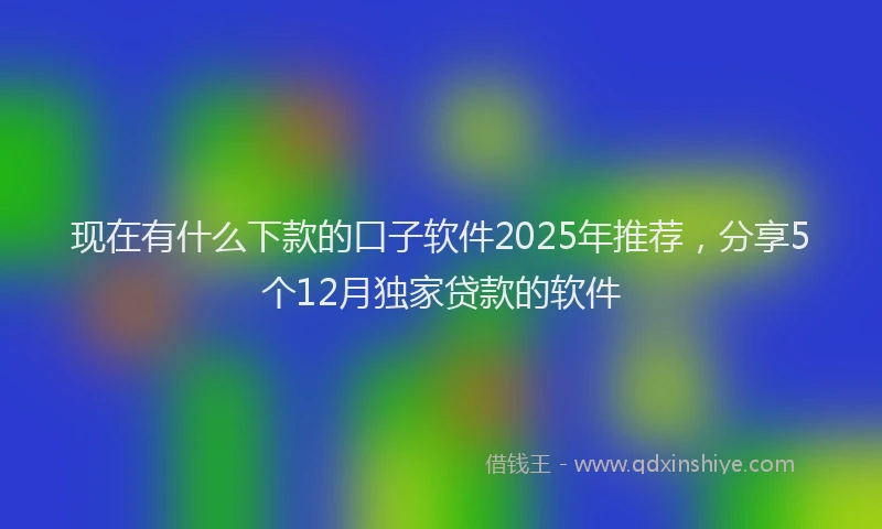 现在有什么下款的口子软件2025年推荐，分享5个12月独家贷款的软件