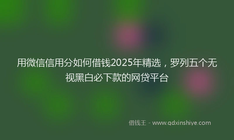 用微信信用分如何借钱2025年精选，罗列五个无视黑白必下款的网贷平台