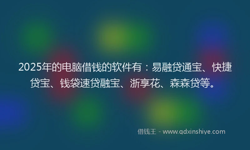 2025年的电脑借钱的软件有：易融贷通宝、快捷贷宝、钱袋速贷融宝、浙享花、森森贷等。