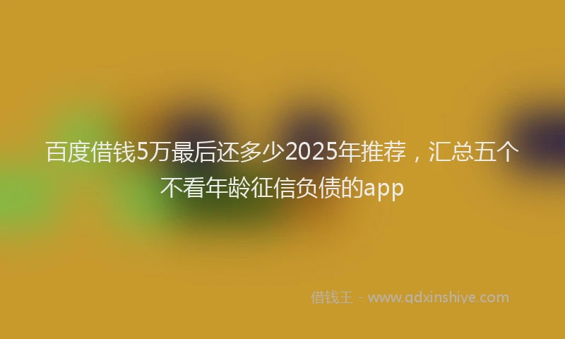 百度借钱5万最后还多少2025年推荐，汇总五个不看年龄征信负债的app