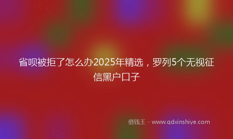 省呗被拒了怎么办2025年精选，罗列5个无视征信黑户口子
