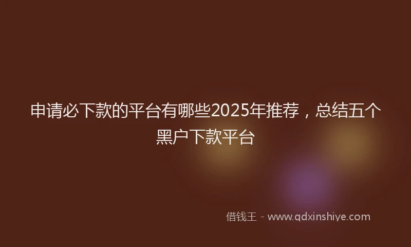 申请必下款的平台有哪些2025年推荐，总结五个黑户下款平台