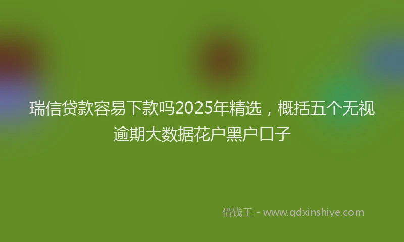 瑞信贷款容易下款吗2025年精选，概括五个无视逾期大数据花户黑户口子