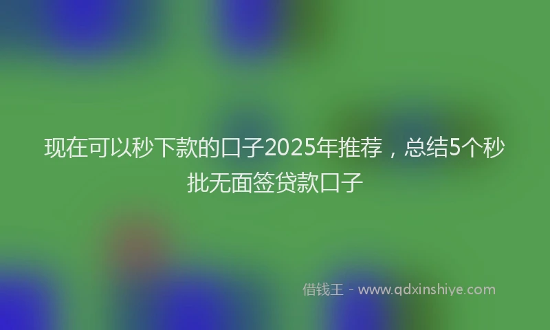 现在可以秒下款的口子2025年推荐，总结5个秒批无面签贷款口子