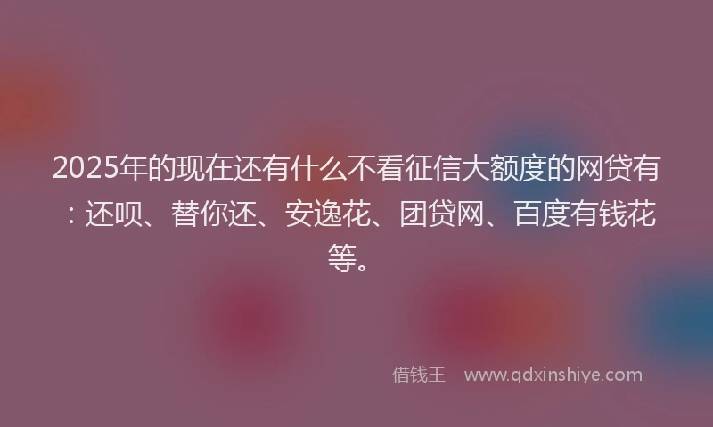 2025年的现在还有什么不看征信大额度的网贷有：还呗、替你还、安逸花、团贷网、百度有钱花等。