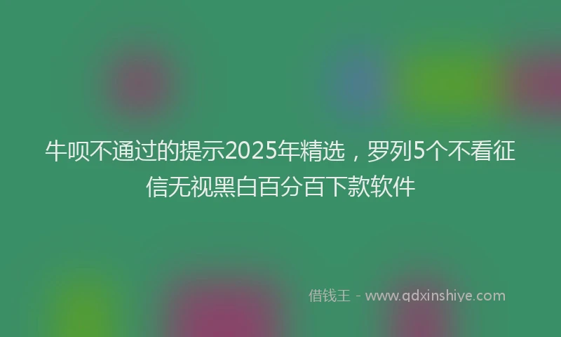 牛呗不通过的提示2025年精选，罗列5个不看征信无视黑白百分百下款软件