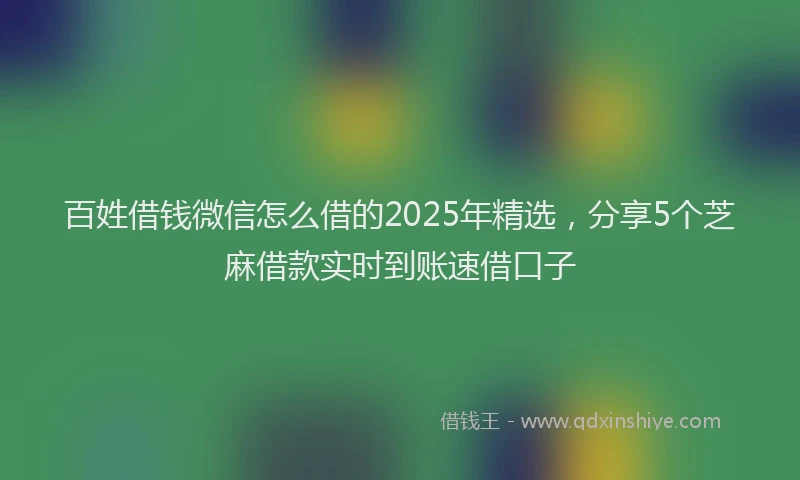 百姓借钱微信怎么借的2025年精选，分享5个芝麻借款实时到账速借口子