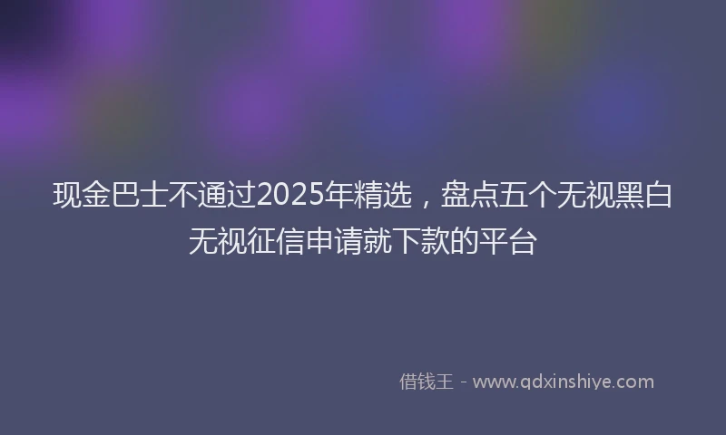 现金巴士不通过2025年精选，盘点五个无视黑白无视征信申请就下款的平台