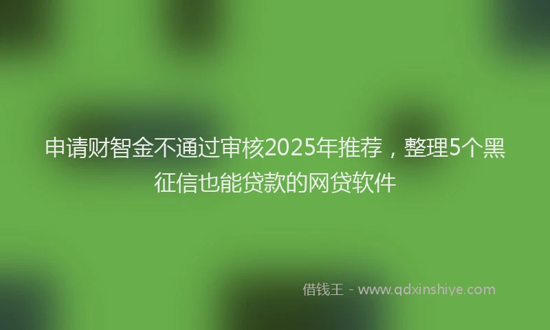 申请财智金不通过审核2025年推荐，整理5个黑征信也能贷款的网贷软件