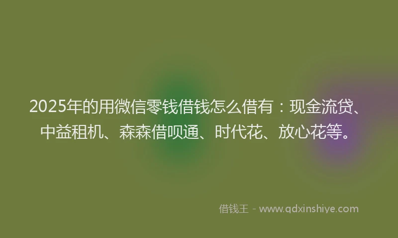 2025年的用微信零钱借钱怎么借有：现金流贷、中益租机、森森借呗通、时代花、放心花等。