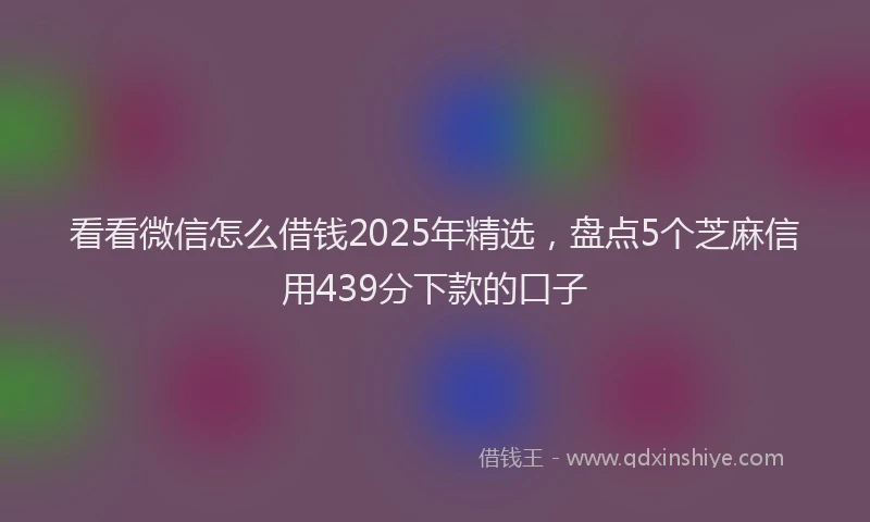 看看微信怎么借钱2025年精选，盘点5个芝麻信用439分下款的口子