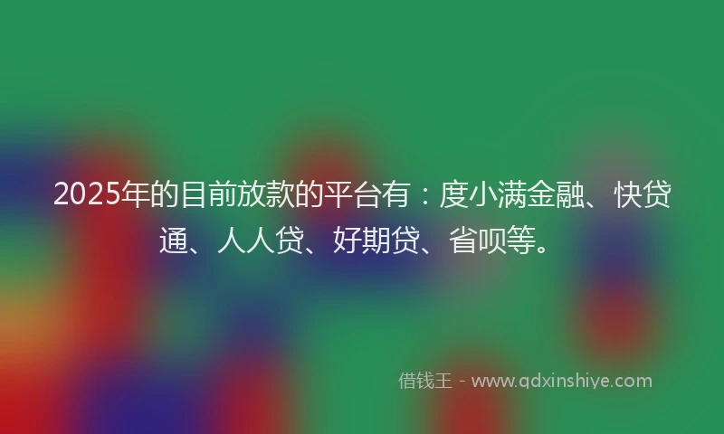 2025年的目前放款的平台有：度小满金融、快贷通、人人贷、好期贷、省呗等。