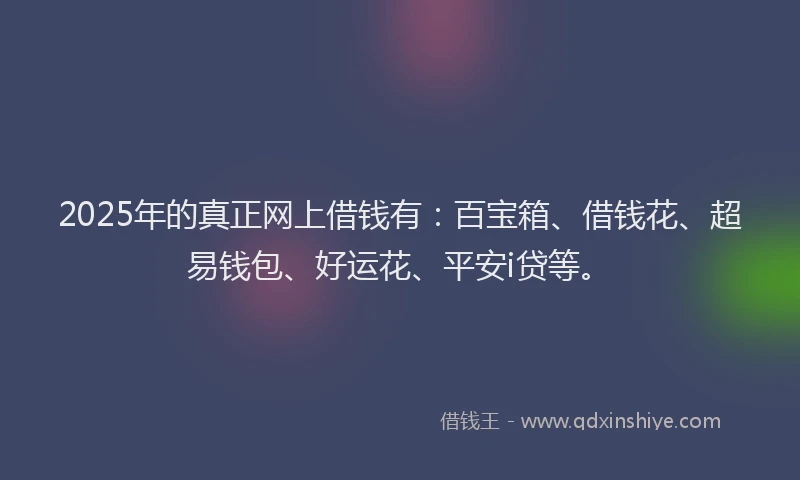 2025年的真正网上借钱有：百宝箱、借钱花、超易钱包、好运花、平安i贷等。