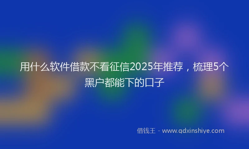 用什么软件借款不看征信2025年推荐，梳理5个黑户都能下的口子