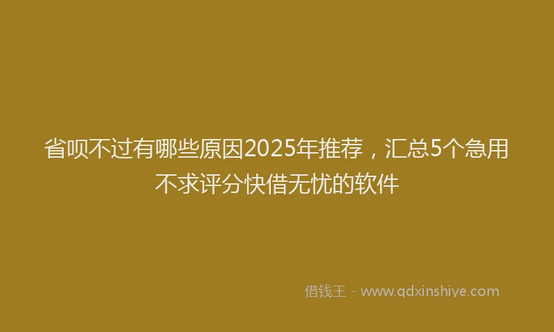 省呗不过有哪些原因2025年推荐，汇总5个急用不求评分快借无忧的软件
