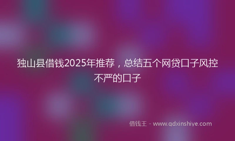 独山县借钱2025年推荐，总结五个网贷口子风控不严的口子