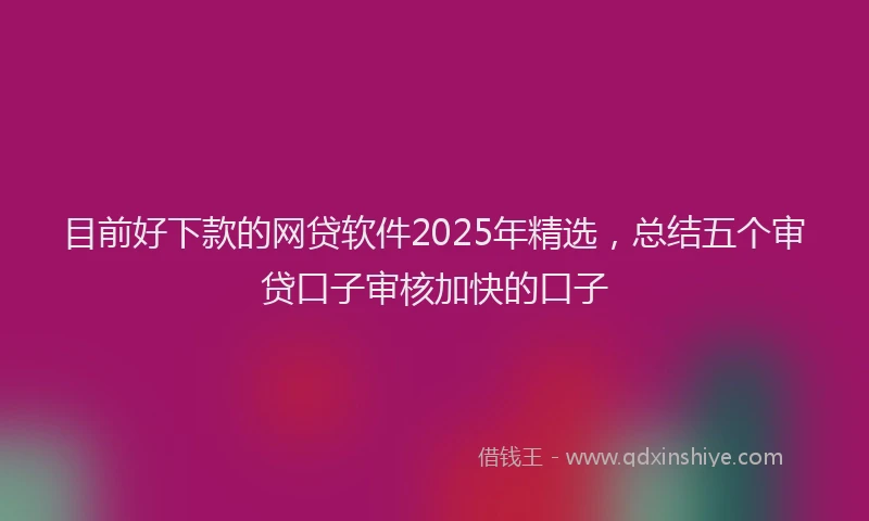 目前好下款的网贷软件2025年精选，总结五个审贷口子审核加快的口子