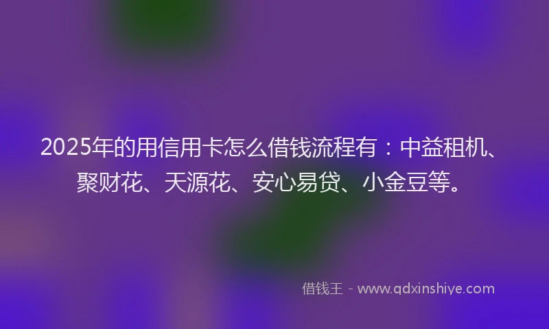 2025年的用信用卡怎么借钱流程有：中益租机、聚财花、天源花、安心易贷、小金豆等。