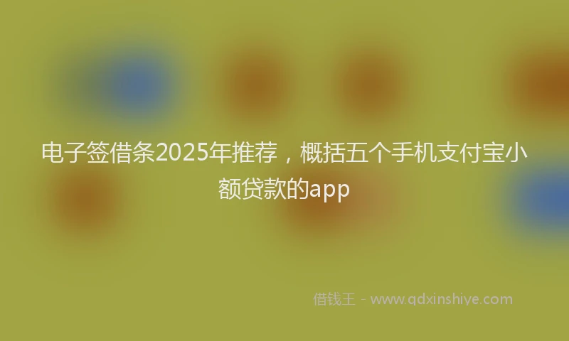 电子签借条2025年推荐，概括五个手机支付宝小额贷款的app