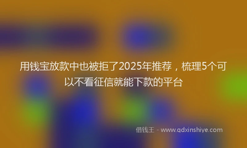 用钱宝放款中也被拒了2025年推荐，梳理5个可以不看征信就能下款的平台
