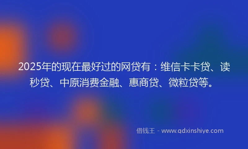 2025年的现在最好过的网贷有：维信卡卡贷、读秒贷、中原消费金融、惠商贷、微粒贷等。