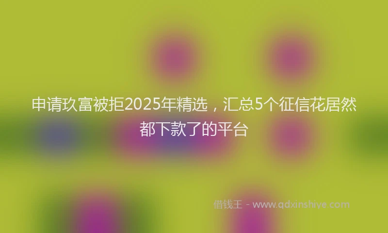 申请玖富被拒2025年精选，汇总5个征信花居然都下款了的平台